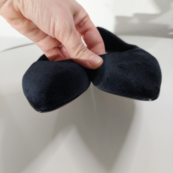 BIRDIES The Goldfinch 15 Black Velvet Pointed Toe V-Throat Slip On Flat WM Sz 7 - Picture 8 of 13